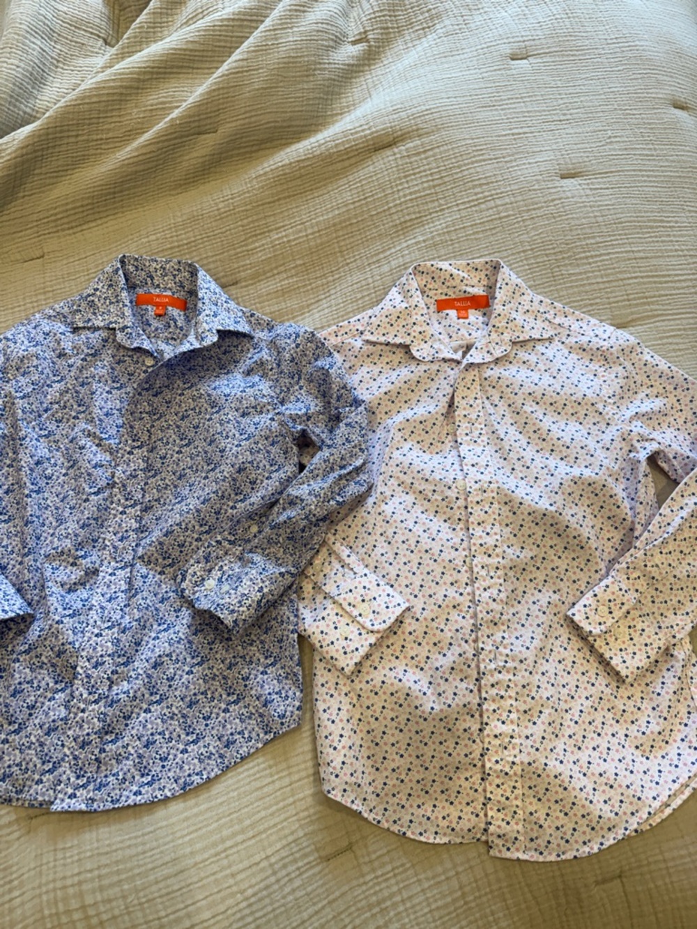 Tallis Set Boys Floral Button-Down Shirts - Blue and White